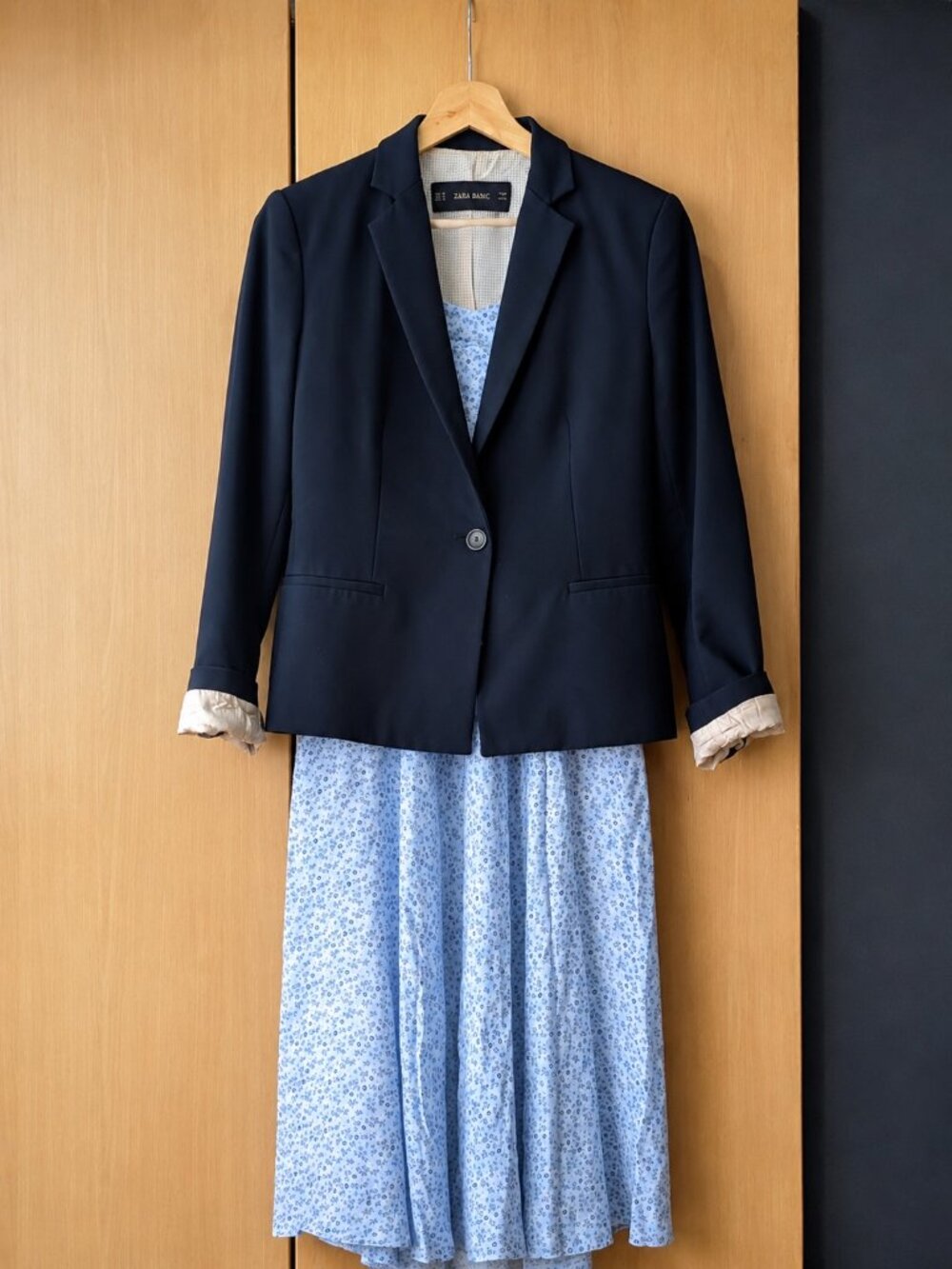 ZARA Basic Navy Tailored Blazer | Size M | Made in Spain | Classic One-Button
